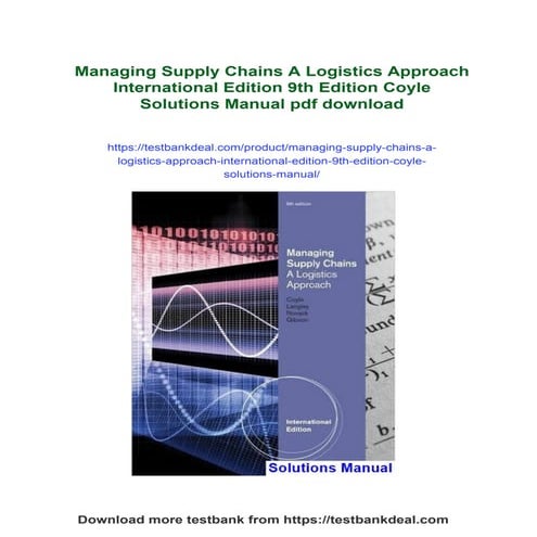 Managing Supply Chains A Logistics Approach International Edition 9th Edition...