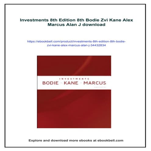 Investments 8th Edition 8th Bodie Zvi Kane Alex Marcus Alan J | PDF