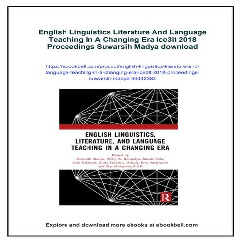 English Linguistics Literature And Language Teaching In A Changing Era Ice3lt...