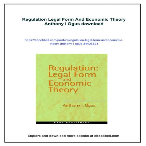Regulation Legal Form And Economic Theory Anthony I Ogus