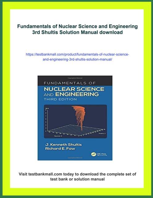 Fundamentals of Nuclear Science and Engineering 3rd Shultis Solution Manual | PDF