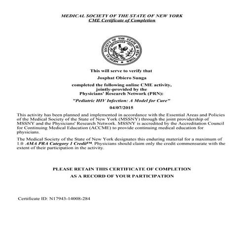 certificate paed hiv | PDF