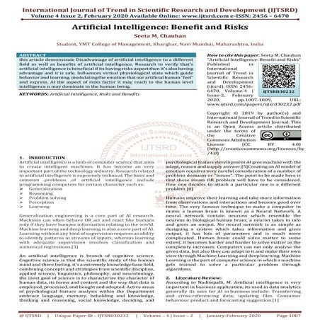 Artificial Intelligence Benefit and Risks