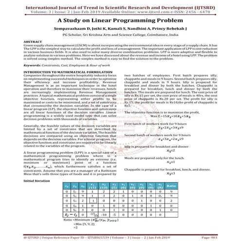 A Study on Linear Programming Problem | PDF