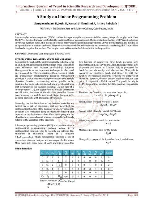 A Study on Linear Programming Problem | PDF