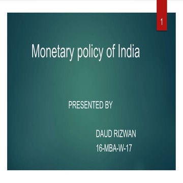 Monetary policy of India