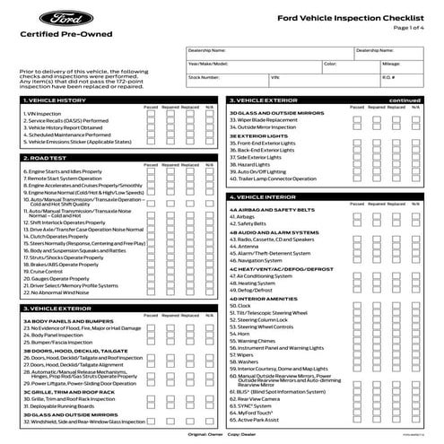 Ford Certified Vehicle 172 point inspection | PDF