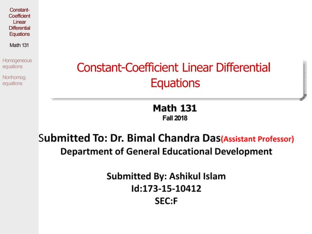 Constant-Coefficient Linear Differential  Equations