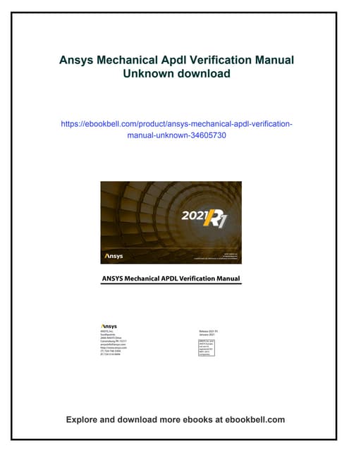 Ansys Mechanical Apdl Verification Manual Unknown