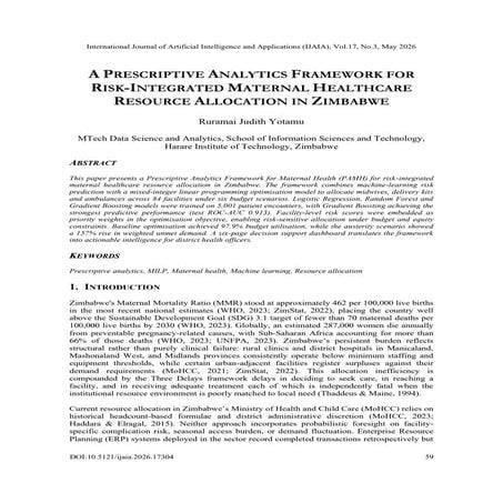 A PRESCRIPTIVE ANALYTICS FRAMEWORK FOR RISK-INTEGRATED MATERNAL ...