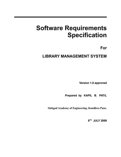 SRS for Library Management System | PDF