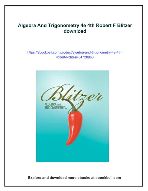 Algebra And Trigonometry 4e 4th Robert F Blitzer | PDF