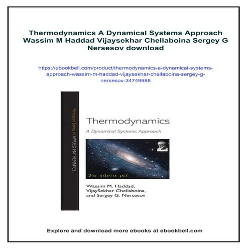 Thermodynamics A Dynamical Systems Approach Wassim M Haddad Vijaysekhar ...