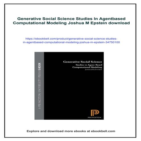 Generative Social Science Studies In Agentbased Computational Modeling Joshua...
