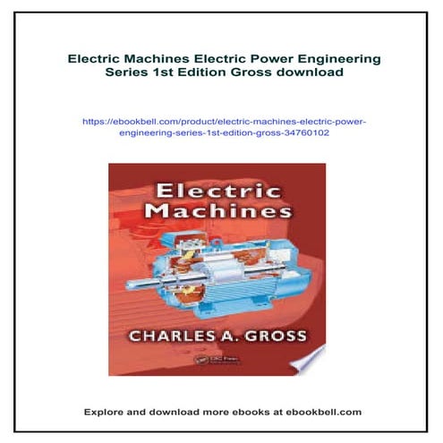Electric Machines Electric Power Engineering Series 1st Edition Gross | PDF