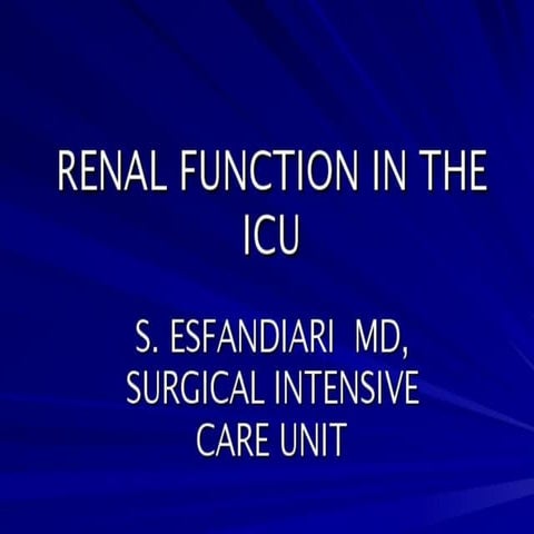 Renal Function in ICU