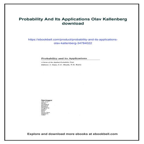 Probability And Its Applications Olav Kallenberg