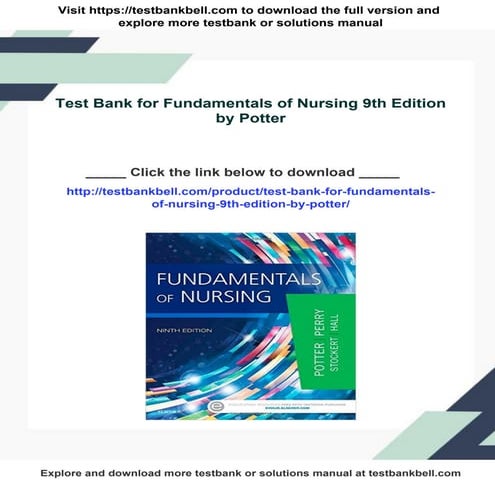 Test Bank for Fundamentals of Nursing 9th Edition by Potter | PDF