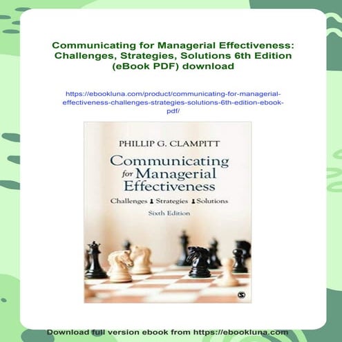 Communicating for Managerial Effectiveness: Challenges, Strategies, Solutions...
