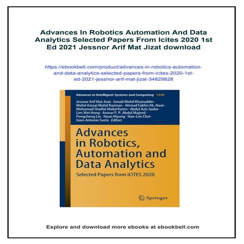 Advances In Robotics Automation And Data Analytics Selected Papers From Icite...