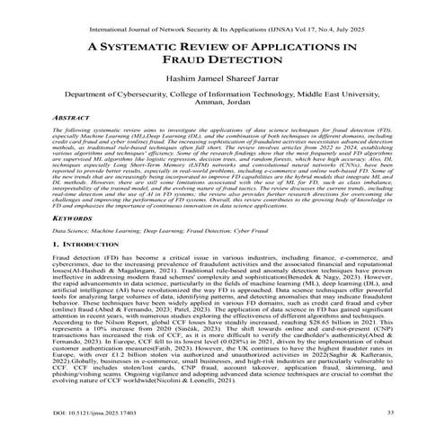 A SYSTEMATIC REVIEW OF APPLICATIONS IN FRAUD DETECTION