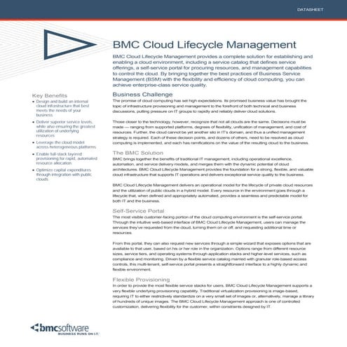 BMC Cloud Lifecycle Management Datasheet