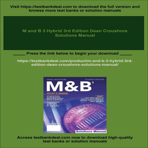 M and B 3 Hybrid 3rd Edition Dean Croushore Solutions Manual