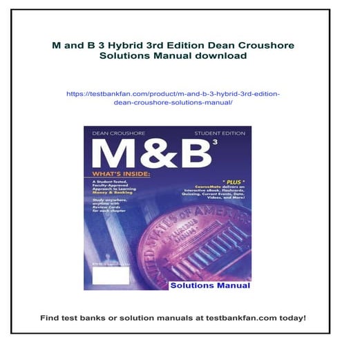 M and B 3 Hybrid 3rd Edition Dean Croushore Solutions Manual