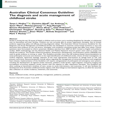 Australian Clinical Consensus Guideline: The diagnosis and acute ...