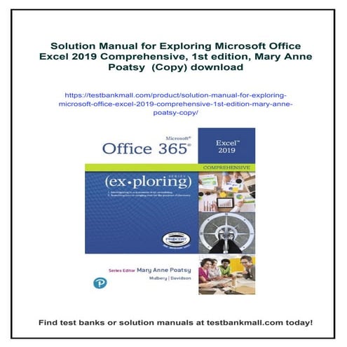Solution Manual for Exploring Microsoft Office Excel 2019 Comprehensive ...