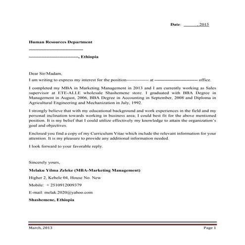 Application Letter and CV | DOCX