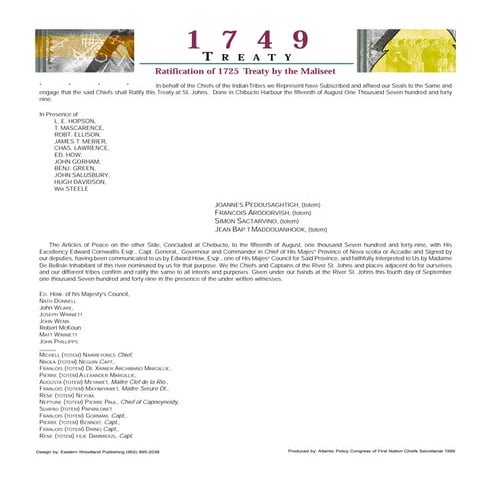 1749 Treaty signed at Chebucto