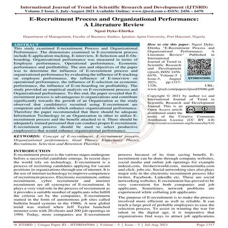 E Recruitment Process and Organizational Performance A Literature Review