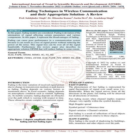 Fading Techniques in Wireless Communication and their Appropriate Solution A ...