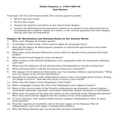 1750 1900 ce unit review