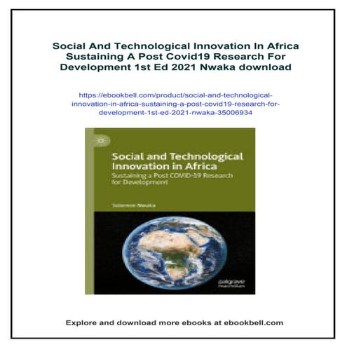 Social And Technological Innovation In Africa Sustaining A Post Covid19 Resea...