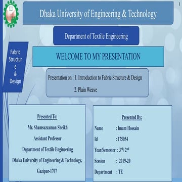Presentation on Fabric structure & design & Plain weave
