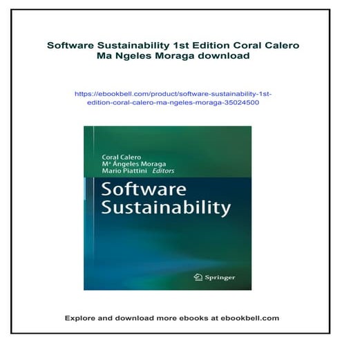 Software Sustainability 1st Edition Coral Calero Ma Ngeles Moraga