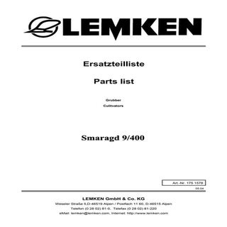 Lemken smaragd 9/400 parts catalog
