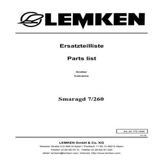 Lemken smaragd 7-260 parts catalog 