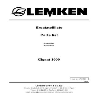 Lemken gigant 1000 parts catalog 