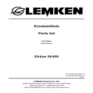 Lemken zirkon 10-450 parts katalog
