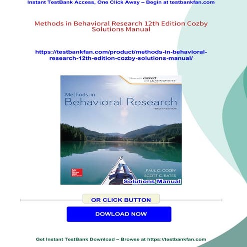 Methods in Behavioral Research 12th Edition Cozby Solutions Manual
