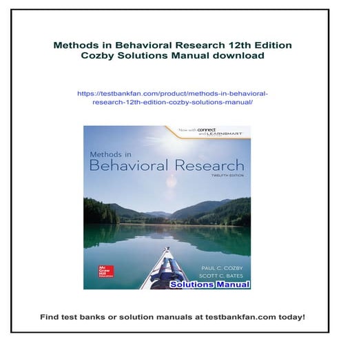 Methods in Behavioral Research 12th Edition Cozby Solutions Manual