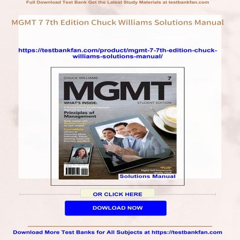 Download Study Resources for MGMT 7 7th Edition Chuck Williams Solutions Manual