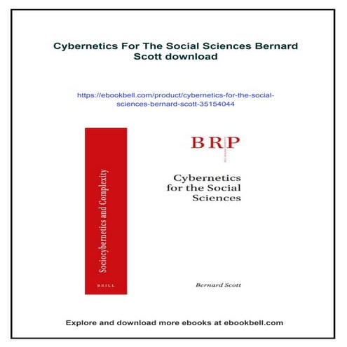 Cybernetics For The Social Sciences Bernard Scott