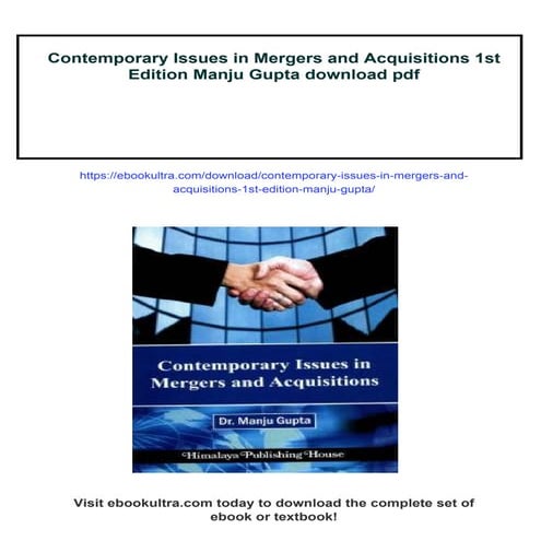 Contemporary Issues in Mergers and Acquisitions 1st Edition Manju Gupta ...