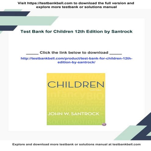 Test Bank for Children 12th Edition by Santrock | PDF