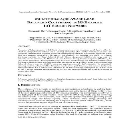 Multimodal QOS Aware Load Balanced Clustering in 5G-Enabled IOT Sensor Network