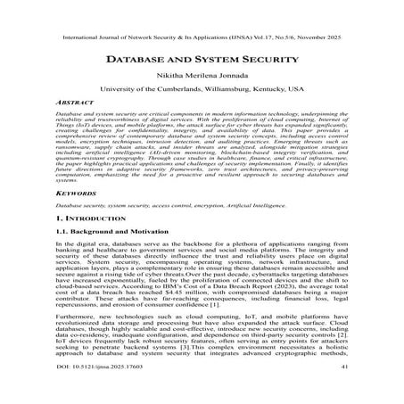DATABASE AND SYSTEM SECURITY............ | PDF